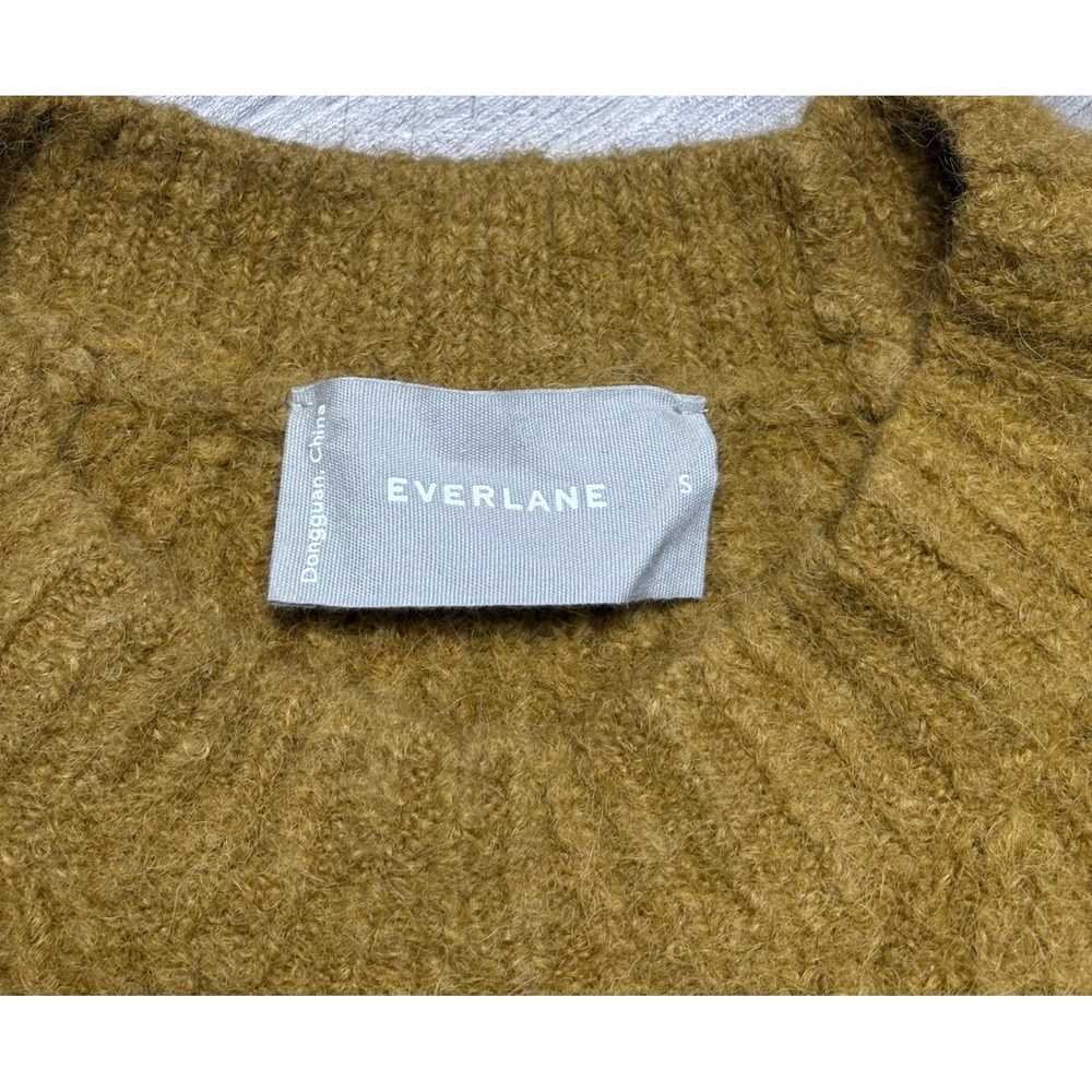 Everlane Superfuzz Alpaca Crewneck Sweater Mustard Gold Balloon Sleeve Womens S - Picture 7 of 13